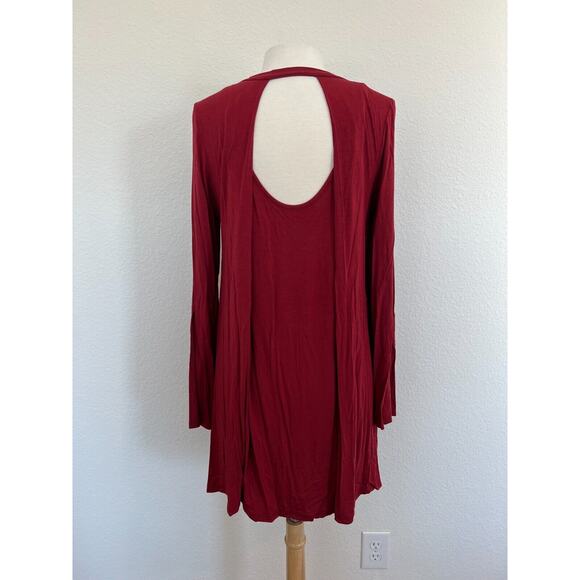 Umgee A Line Cut Out Dress Womens Size Large Long Sleeve Cotton Blend Red - Picture 7 of 11